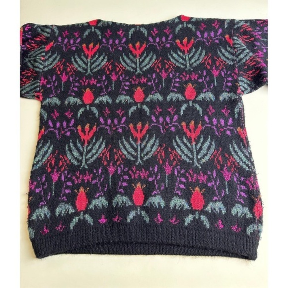 Vintage 80s Pullover Sweater Size Medium Thistle Bateau Neck Design‎ Zone Winter - Picture 10 of 10